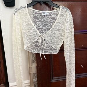 Princess Polly Cream Lace Crop Top Cardigan